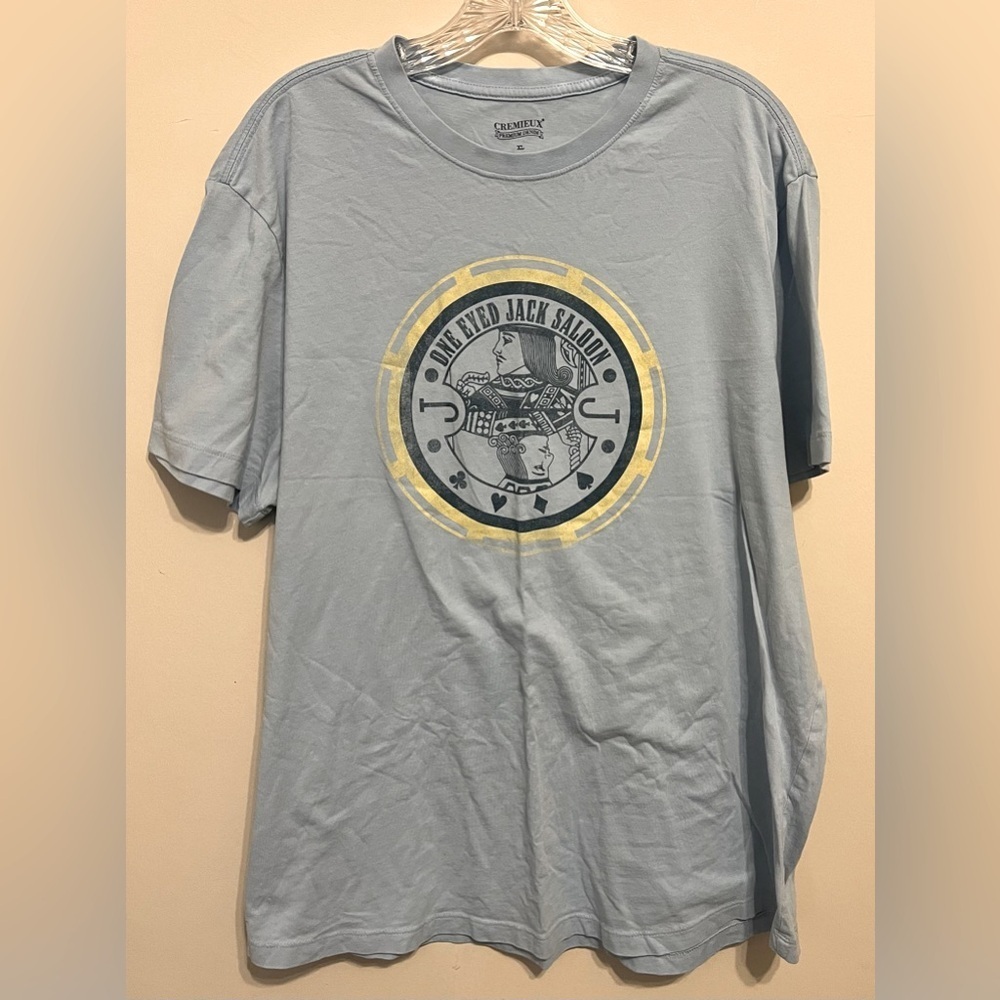 EUC Cremieux Men’s Short Sleeve Crew Neck T-Shirt Solid Blue w/Graphic; Size XL